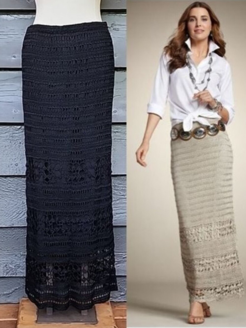 Vintage Chico's Crochet Skirt L